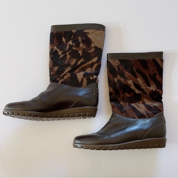 Gucci Brown & Tan Calf Hair Leather Boots - Picture 11 of 11